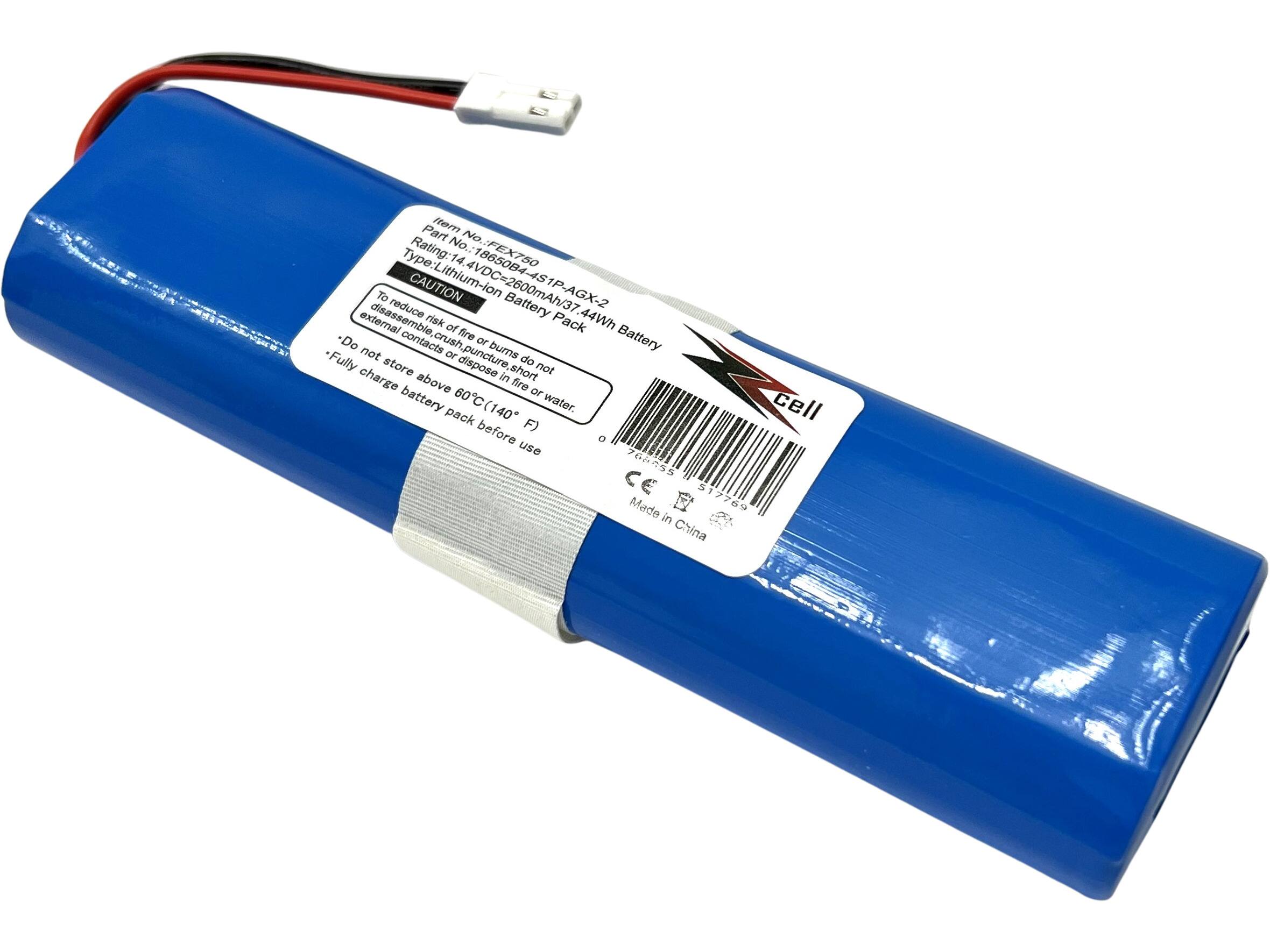 Part item No. Rating: 14.4VDC-2600mAh/3.7V 44Wh Battery Pack  
Type: Lithium-ion  
CAUTION: B650B4-4S1P-AGX-2  
- Do not disassemble, reduce risk of fire or burns.  
- Do not crush, puncture, or dispose in fire or water.  
- Do not store above 60°C (140°F).  
- Fully charge battery before use.  
CE  
Made in China
