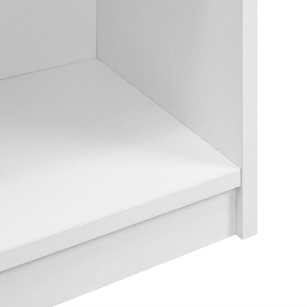 Alt View 2. FurniFact - White 3-Shelf Bookcase with Wooden Construction for Living Room and Office - Soft White.