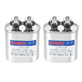 Unique Bargains - 2pcs CBB65 1.5uF 370/450V Oval Run Start Capacitor for AC Motor Start HVAC Compressor Generator Air Condenser Heat Pump - Silver