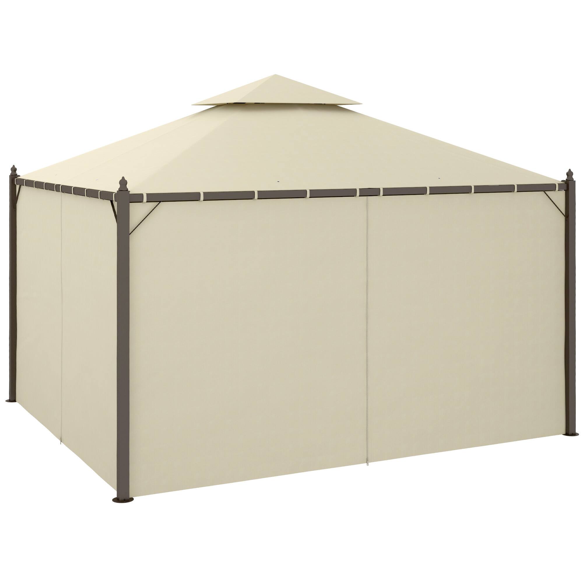 Front. Outsunny - 10' x 12' Outdoor Patio Gazebo with Curtains - Beige.