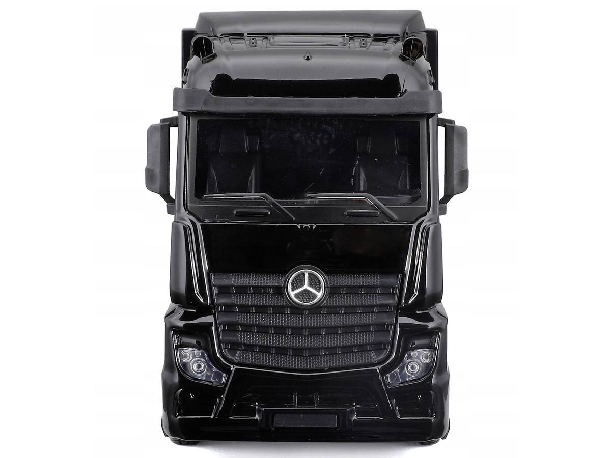 Back. Bburago - Mercedes-Benz Actros Gigaspace Car Transporter Black with Mercedes-AMG F1 W15 #63 Russell 2024 1/43 Diecast by Bburago - Black.