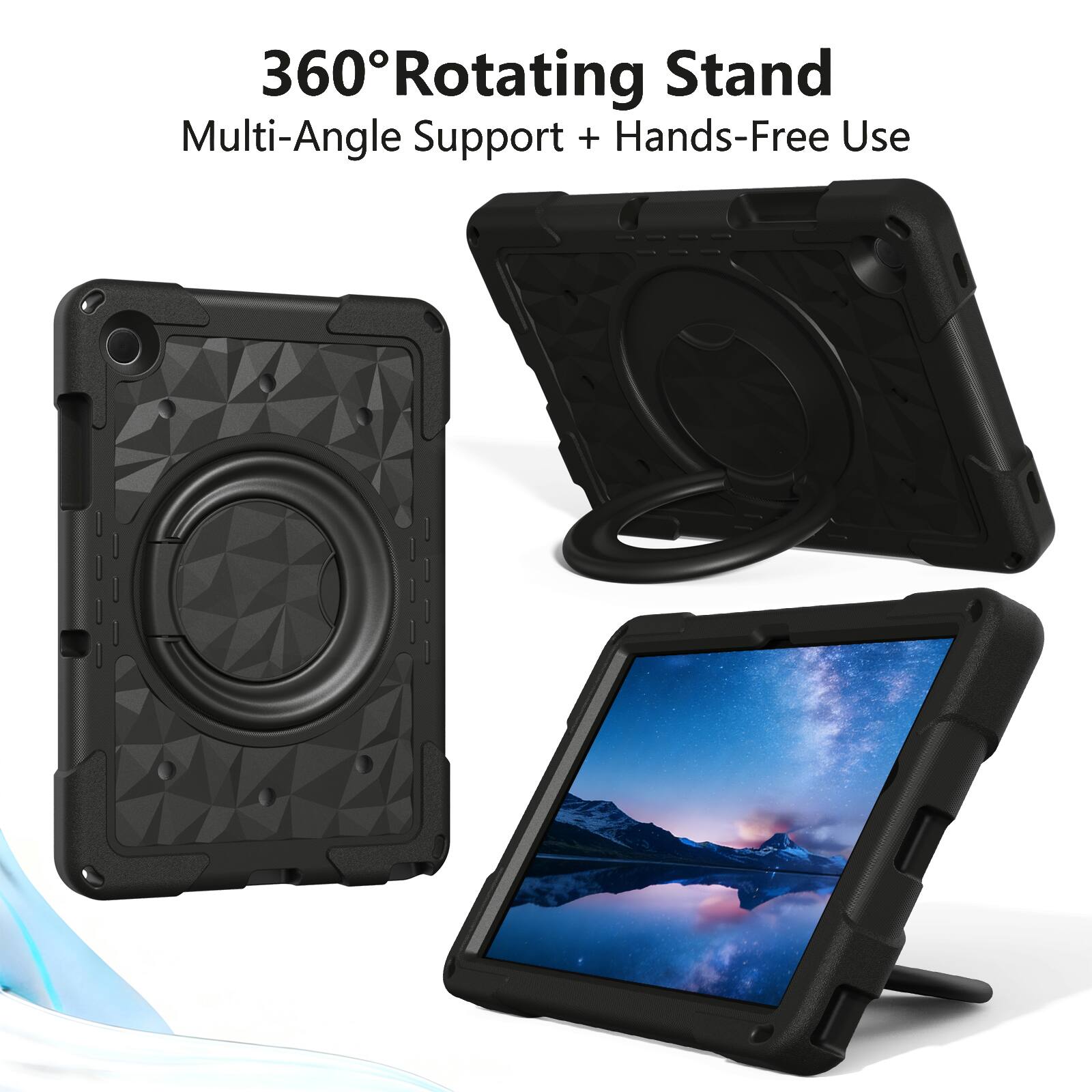 360° Rotating Stand  
Multi-Angle Support + Hands-Free Use
