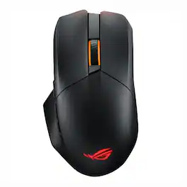 ASUS - ROG Chakram X Wired or Wireless Optical Gaming Mouse with Aura Sync RGB lighting - Wired - Translucent Black and Silver