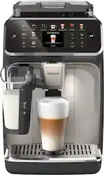 Philips - 5500 Fully Automatic Espresso Machine with LatteGo Milk Frother, Grey Chrome - Black/Silver - Front_Zoom