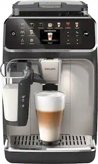 Philips - 5500 Fully Automatic Espresso Machine with LatteGo Milk Frother, Grey Chrome - Black/Silver