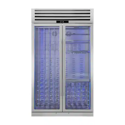 Front. Forno Appliances - Abruzzo 48" Freestanding Dual Zone Wine Cooler with 130-Bottle Capacity, LED Lighting and Door Lock - Stainless Steel - Stainless Steel.