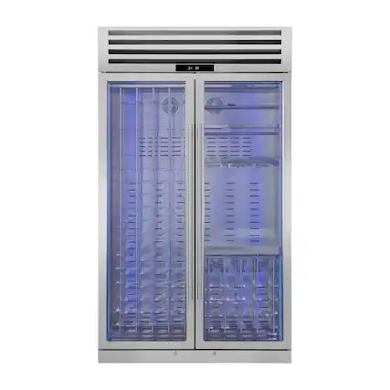 Front. Forno Appliances - Abruzzo 48" Freestanding Dual Zone Wine Cooler with 130-Bottle Capacity, LED Lighting and Door Lock - Stainless Steel - Stainless Steel.