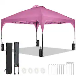 Ainfox - 12x12 Pop Up Canopy Tent,Outdoor Gazebo with Carrying Bag,Easy Up Canopy for Events,Parties,Camping - Pink