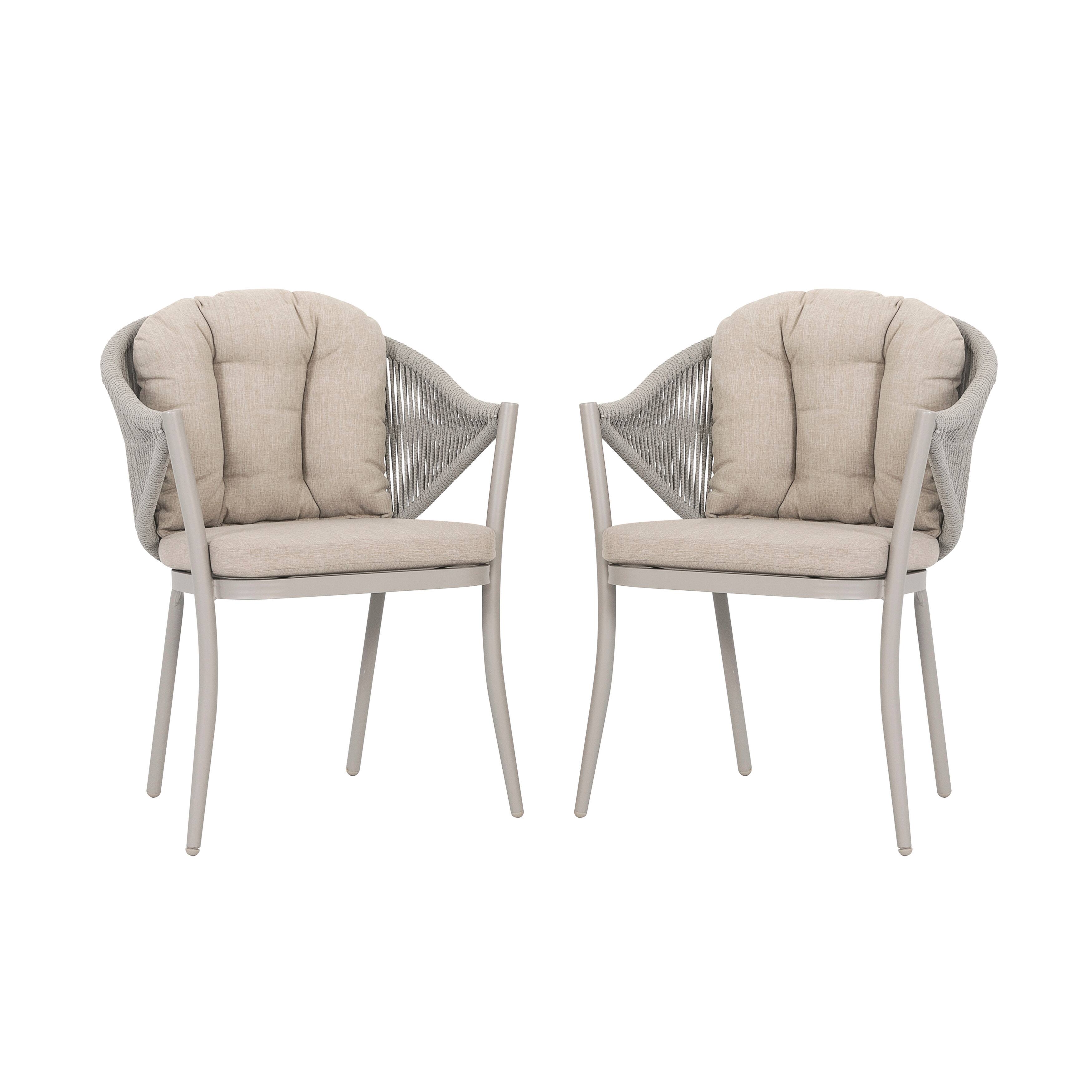 Front. Nuu Garden - Outdoor 2-Piece Woven Rope Conversation Chair Set with Seat and Back Cushions, Aluminum, Olefin - Beige.