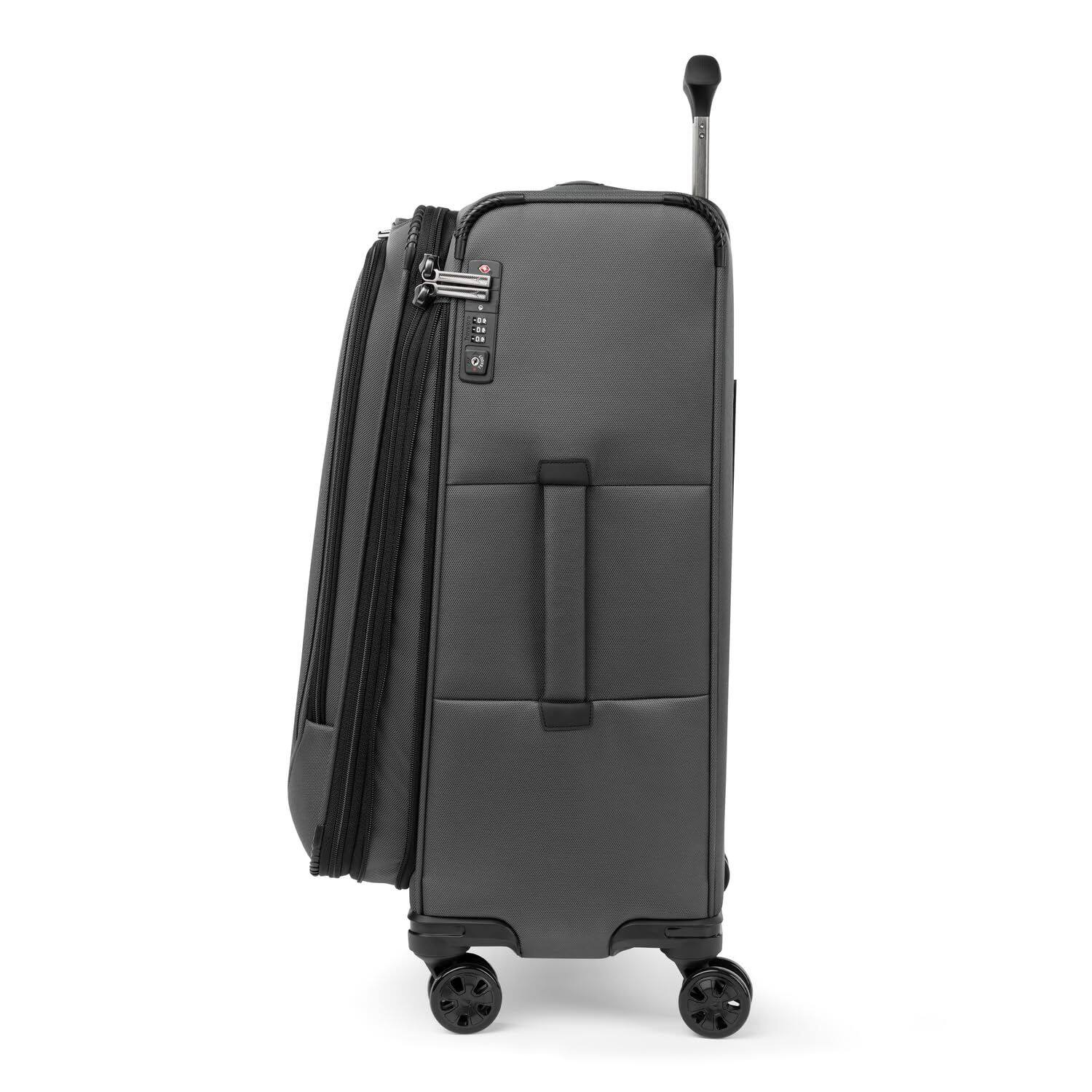 Left. Travelpro - Travelpro Crew Classic Lightweight Softside Expandable 25" Checked Spinner - Titanium Grey.