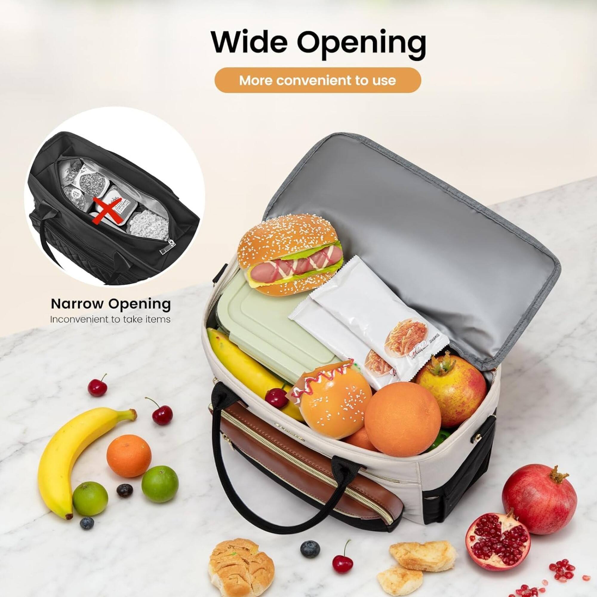 Wide Opening  
More convenient to use

Narrow Opening  
Inconvenient to take items