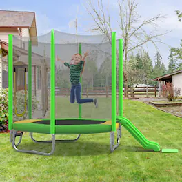 LOVMOR - 7 FT Trampoline with Safety Enclosure Recreational Trampoline for Kids
