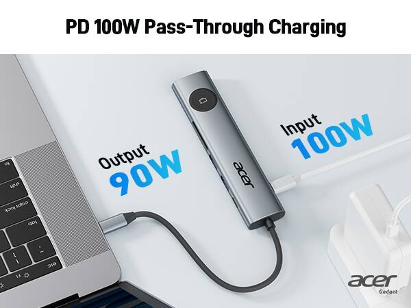 PD 100W Pass-Through Charging

Output 90W

Input 100W

acer Gadget