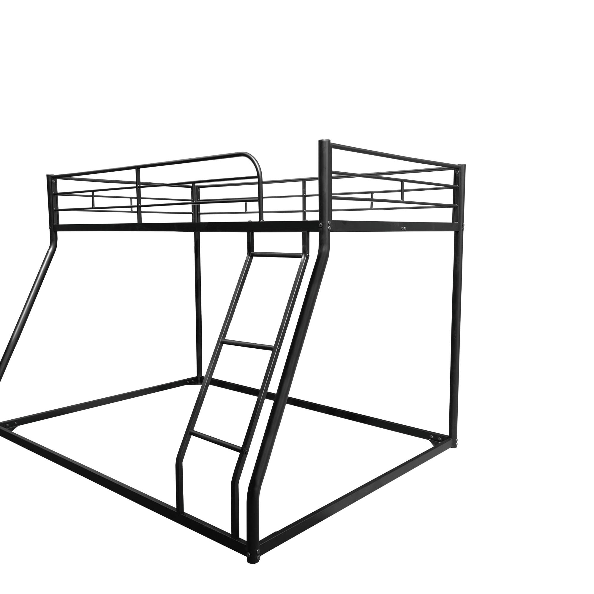 Back. GOODSILO - Sturdy Twin Over Full Metal Bunk Bed with Guardrails for Enhanced Safety and Comfort - Black.