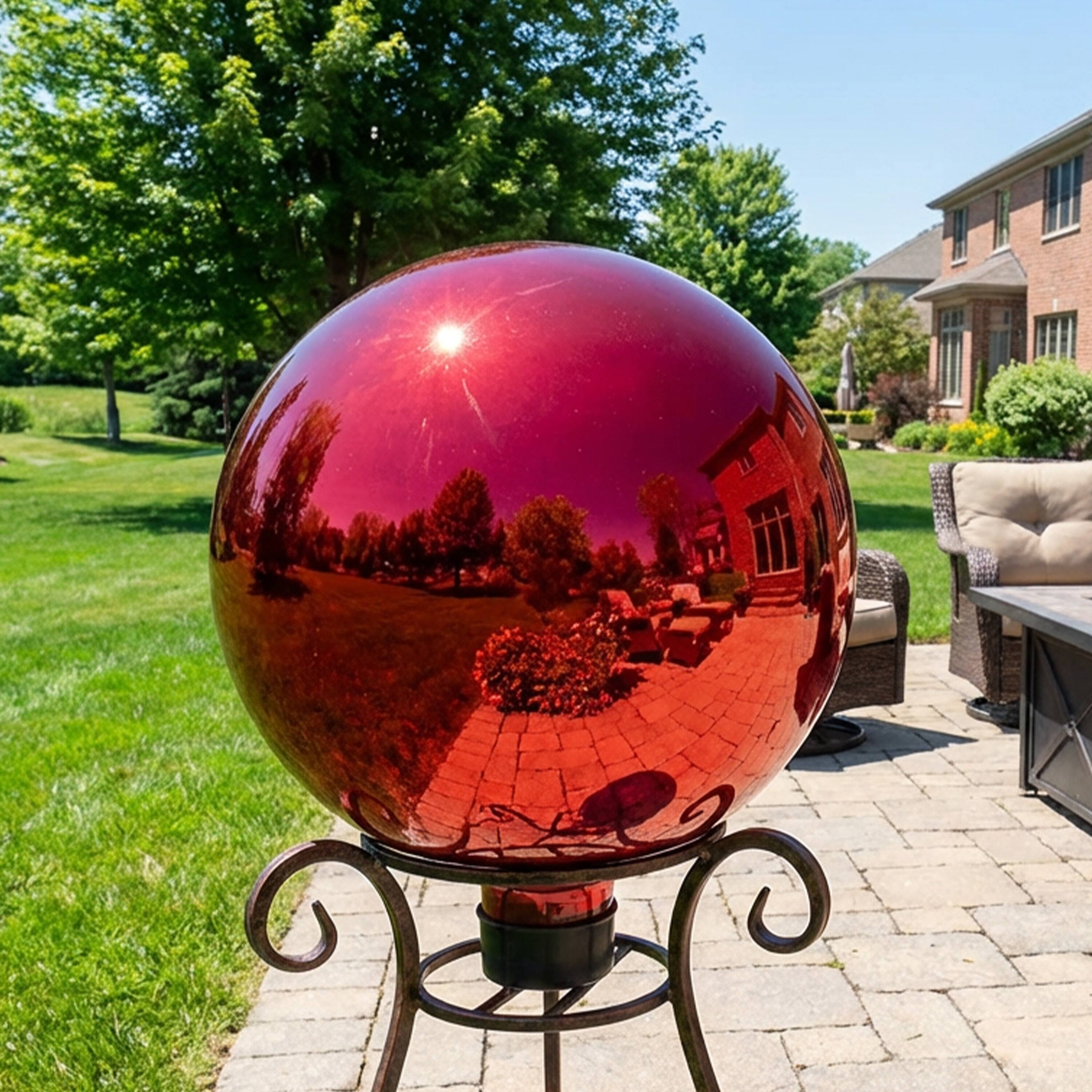 Alt View 7. Sunnydaze - Mirrored Glass Gazing Globe - 10 in - Red.
