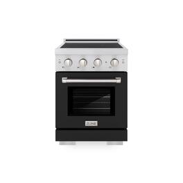 ZLINE - 24 in. 3.2 cu. ft. Paramount Freestanding Induction Range with 3 Burners and Electric Oven with Door - Black Matte