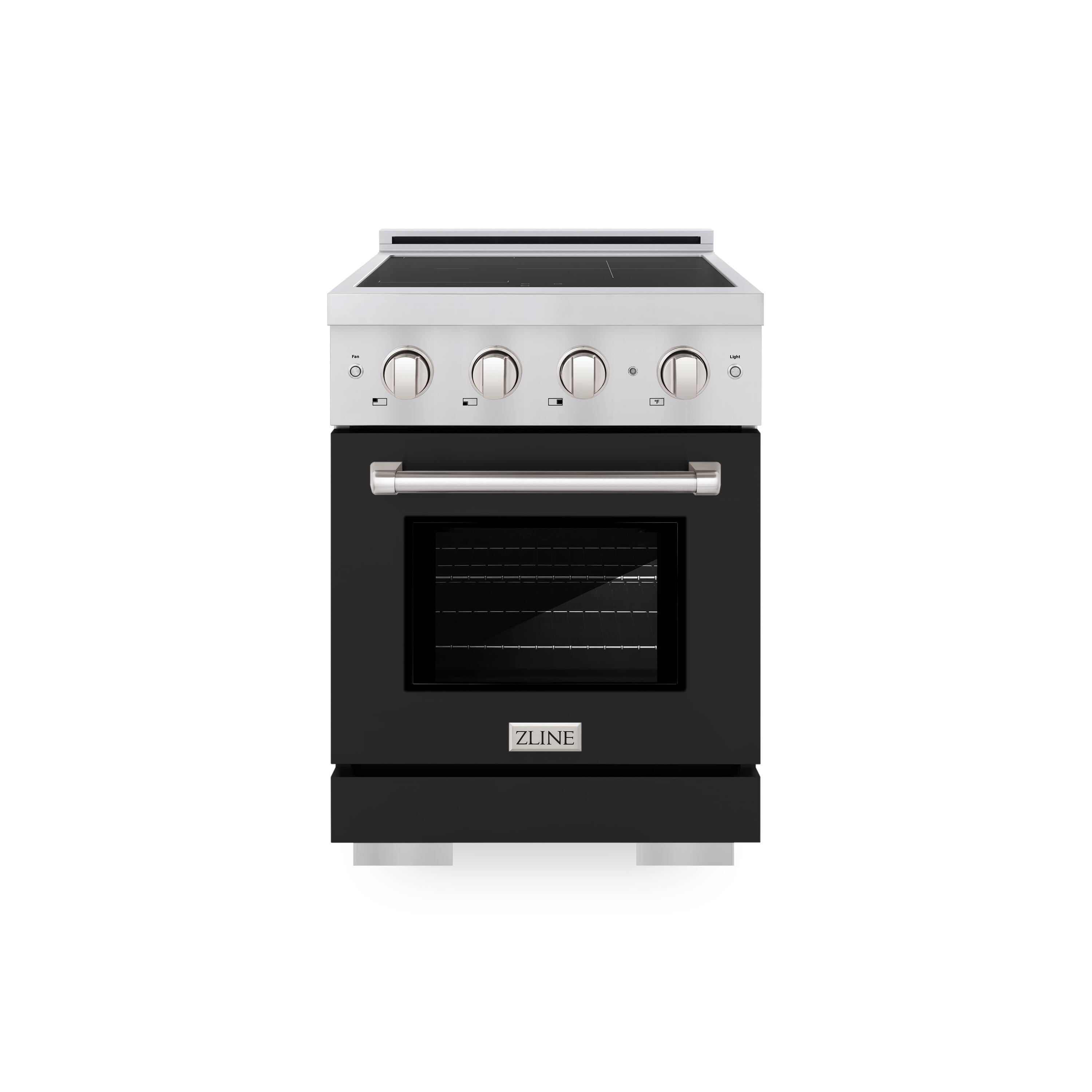 Front. ZLINE - 24 in. 3.2 cu. ft. Paramount Freestanding Induction Range with 3 Burners and Electric Oven with Black Matte Door - Black Matte.