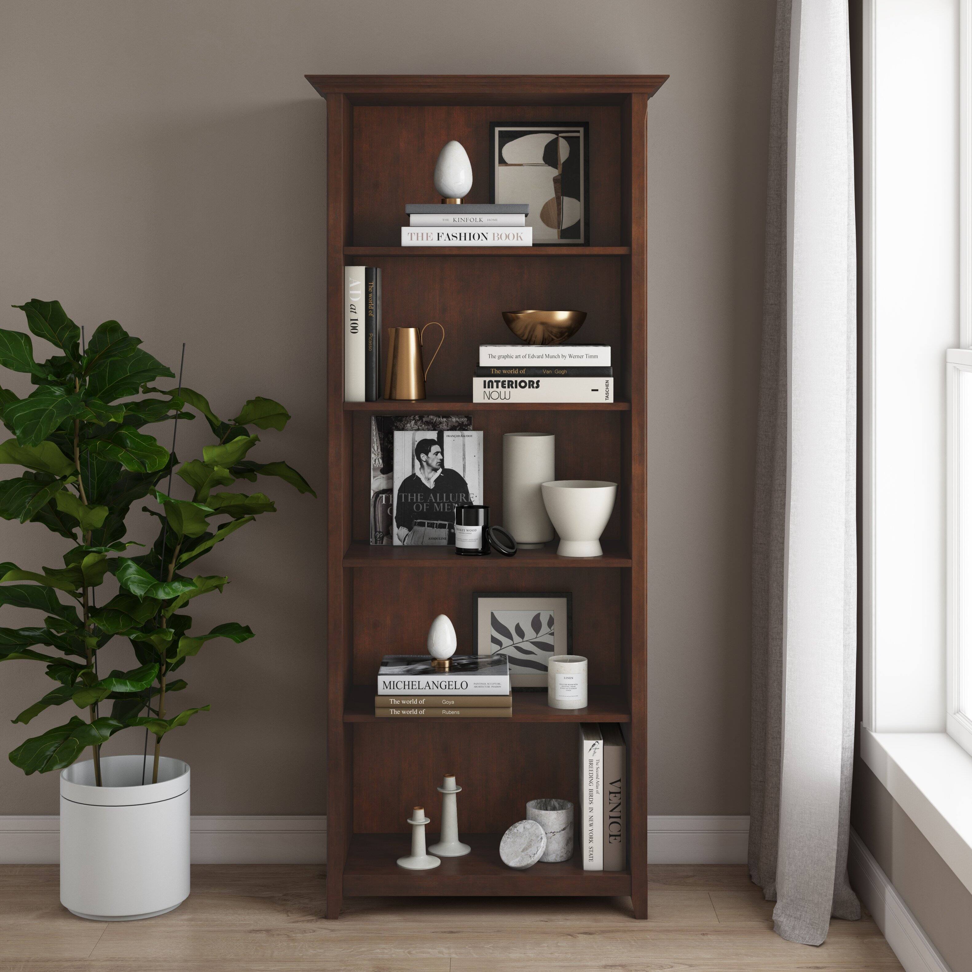 Angle. Simpli Home - Amherst 5 Shelf Bookcase - Russet Brown.