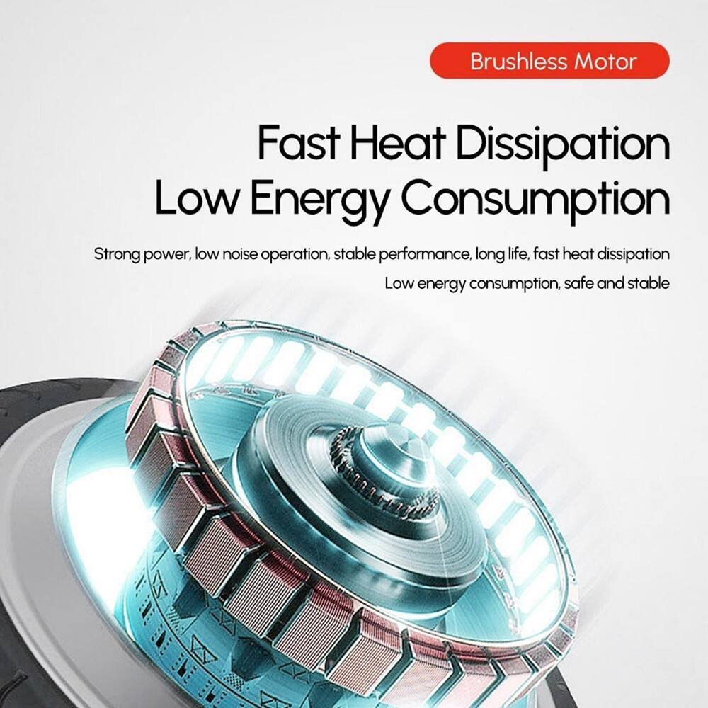 Brushless Motor  
Fast Heat Dissipation  
Low Energy Consumption  

Strong power, low noise operation, stable performance, long life, fast heat dissipation. Low energy consumption, safe and stable.