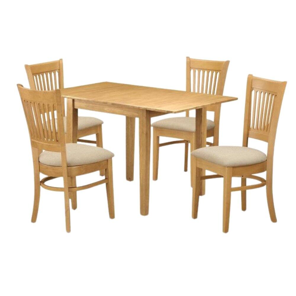 Alt View 9. FurniFact - 5 Piece Solid Wood Kitchen Table Set with Dining Chairs for Four - Brown.