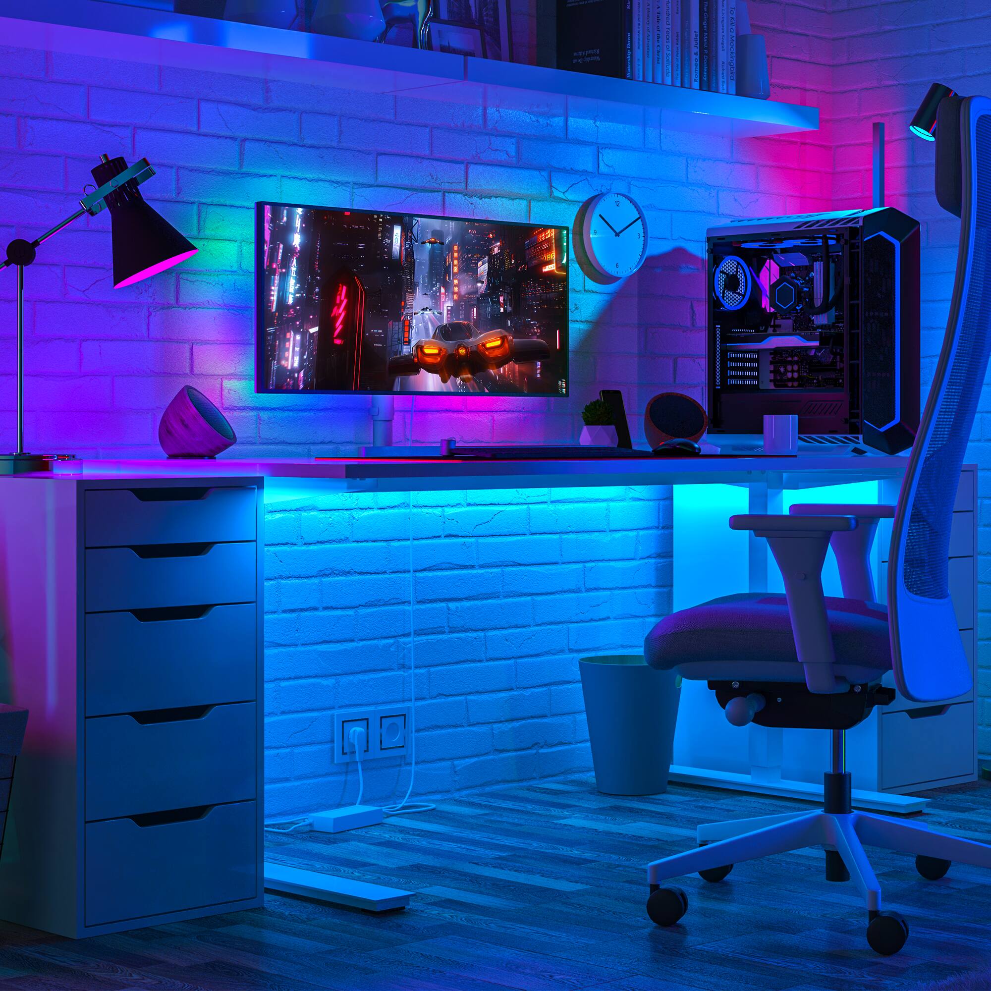 Angle. Monster - Smart 10ft Sound Reactive Multicolor Flow LED Strip Lights, LED Lights for Bedroom - Multicolor.