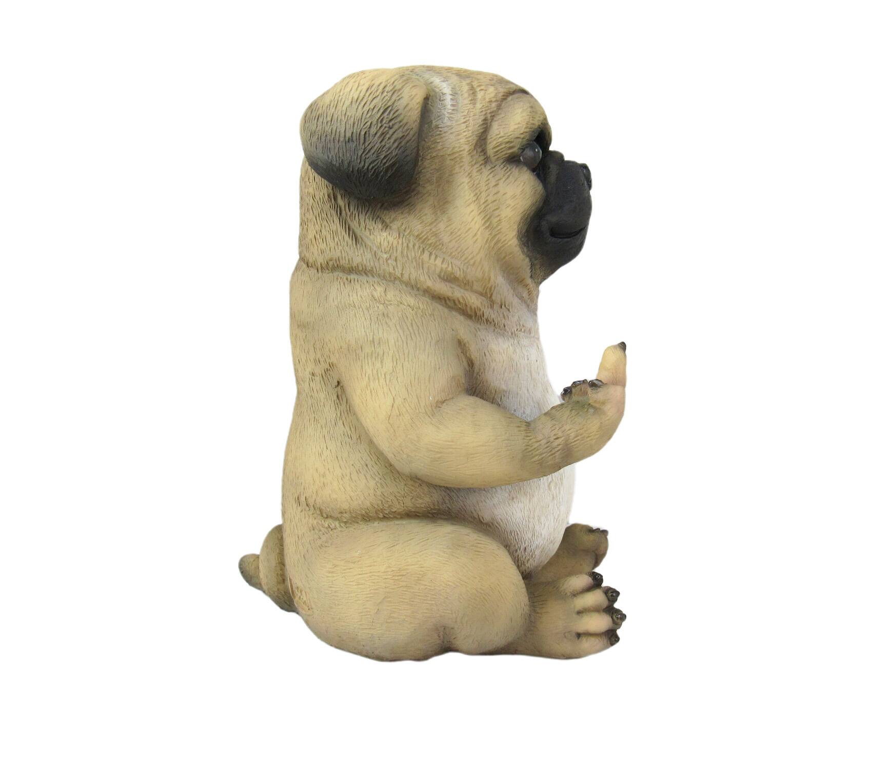 Alt View 3. DWK Corporation - Pug Life Rude Finger Flipping Pug Dog Tabletop Statue 6.75 Inches High - Brown.