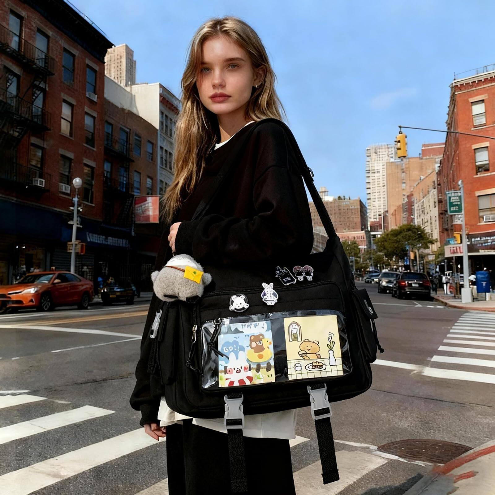 The text on the image is:

"60:"

This appears to be part of a drawing on the backpack.