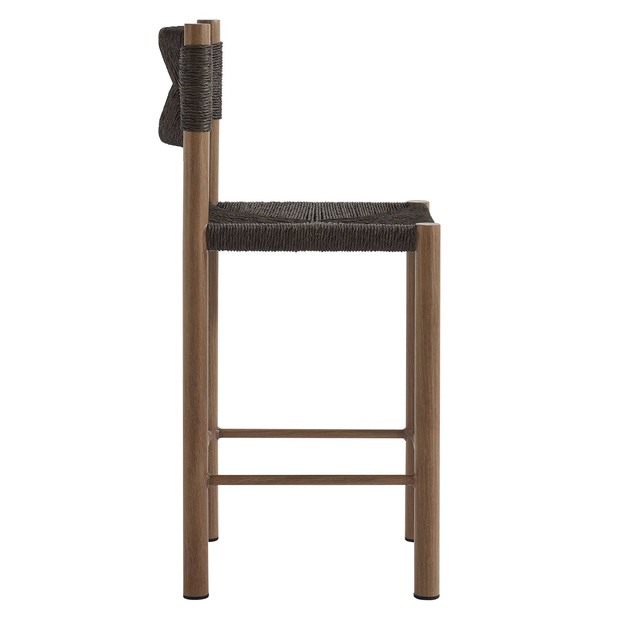 Alt View 4. Modway - Parkland Outdoor Patio Rattan and Aluminum Counter Stools Set of 2 by Modway - Walnut.