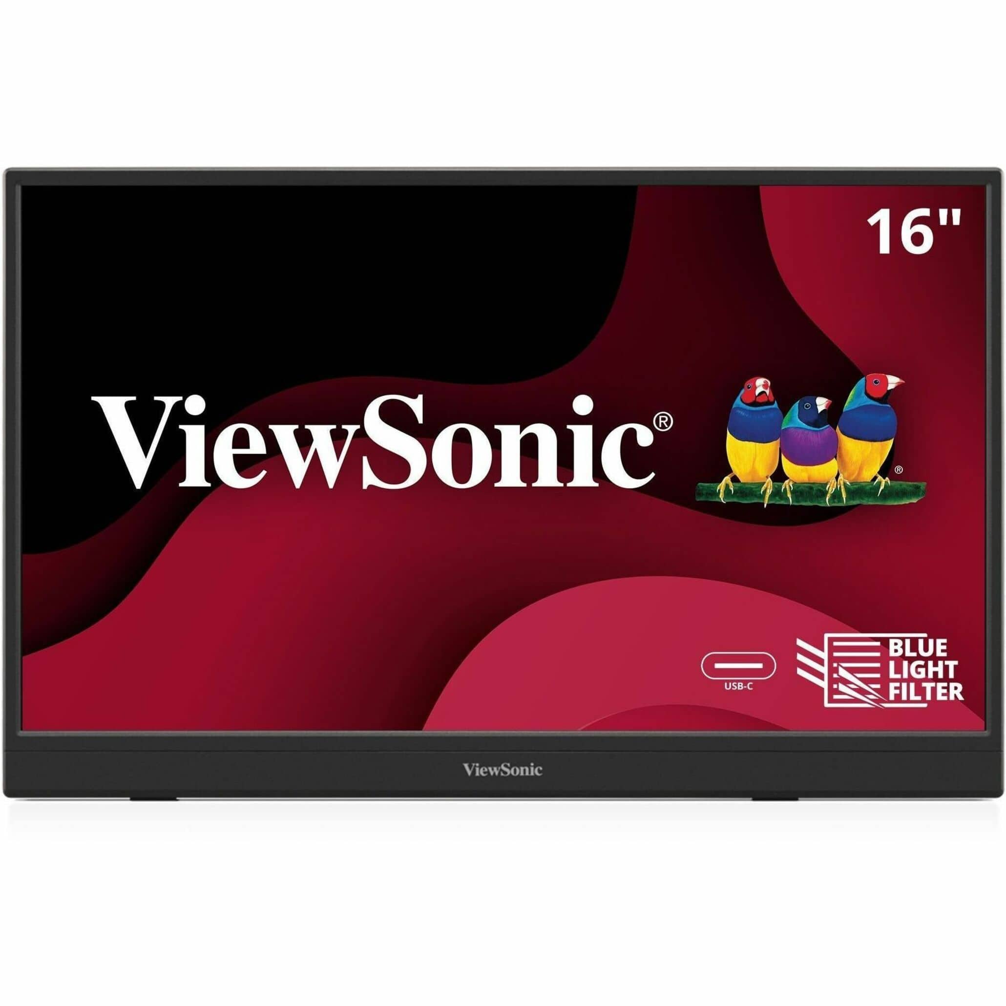 ViewSonic - VA1653 16" IPS FHD Portable Monitor (USB-C, Mimi HDMI) - Black - Front_Zoom