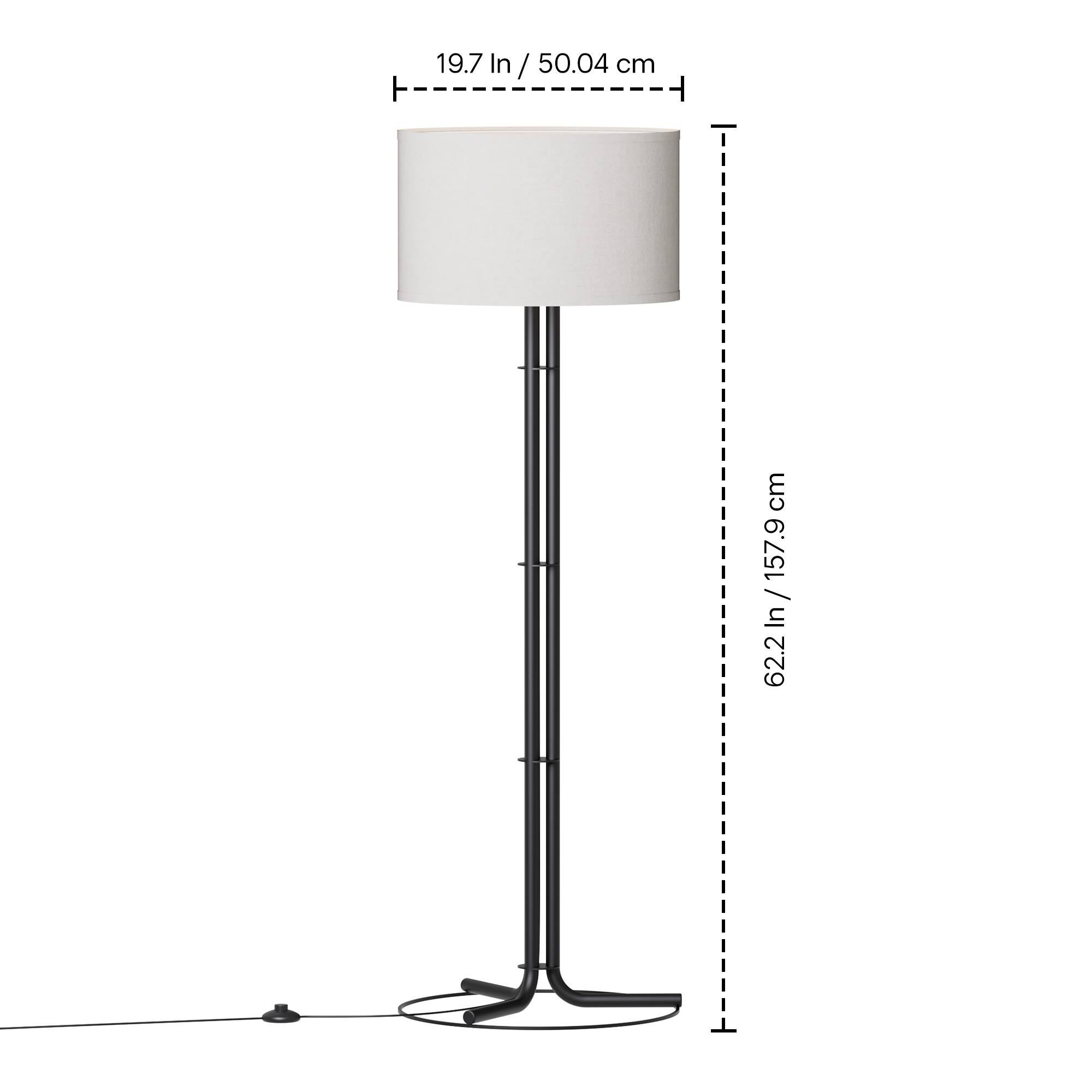 19.7 In / 50.04 cm  
62.2 In / 157.9 cm