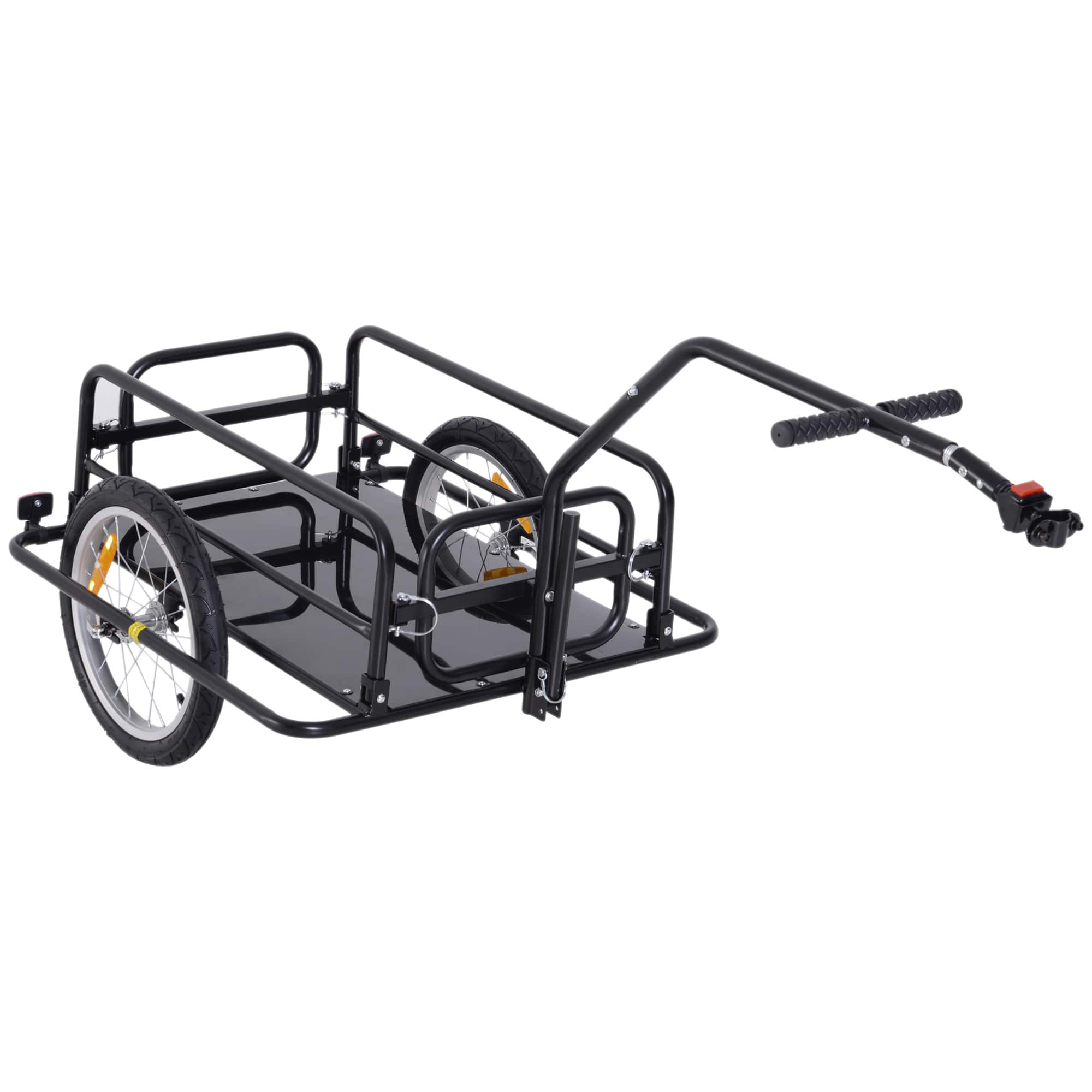 Front. Aosom - Aosom Bike Cargo Trailer, Bicycle Trailer, Heavy-Duty Bike Wagon Cart, Foldable Compact Storage - Black.