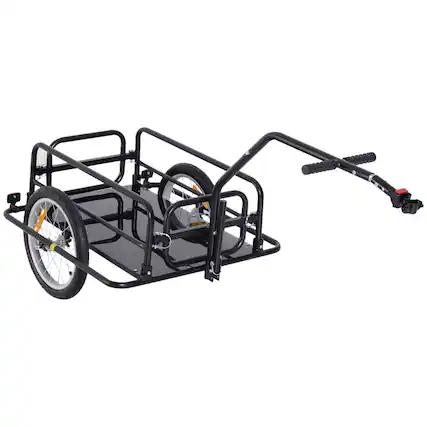 Front. Aosom - Aosom Bike Cargo Trailer, Bicycle Trailer, Heavy-Duty Bike Wagon Cart, Foldable Compact Storage - Black.