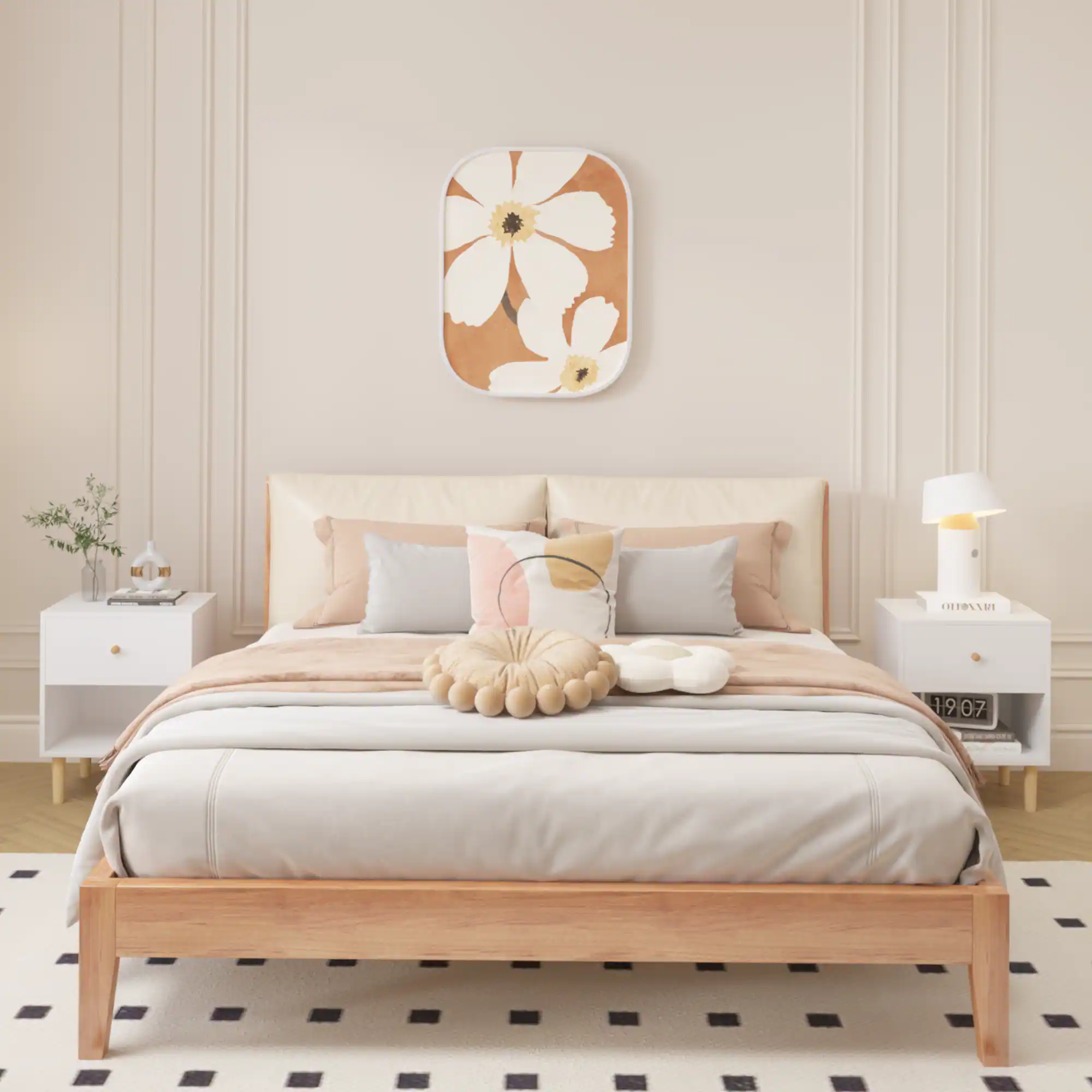 Alt View 2. Spaco - Spaco 23.22''H Wooden Nightstand with 1 Drawer 1 Shelf, Kids, Adults, for Bedroom, Living Room - White.