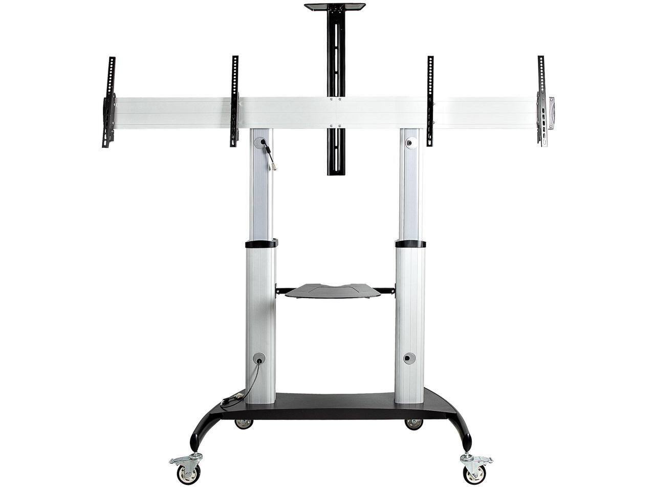 Alt View 2. StarTech.com - StarTech 37-60" 110lbs Each Dual TV Height Adjustable Wheeled Cart STNDMTVDUO - Black.