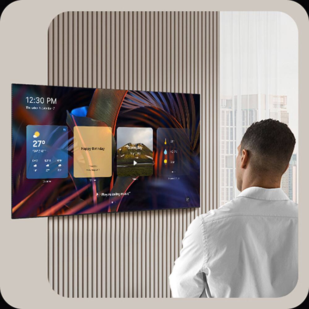 12:30 PM  
27°  
Happy Birthday  
It's raining in C