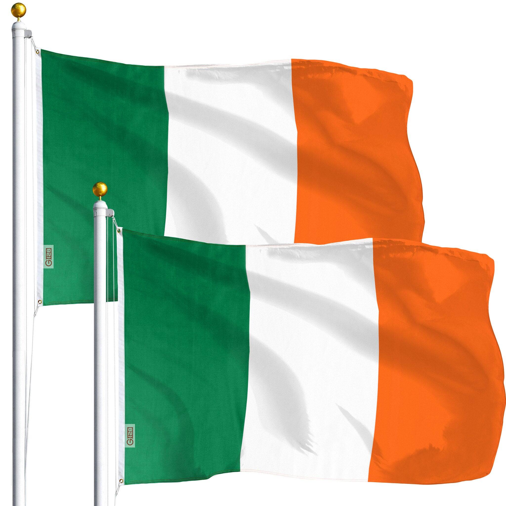 G128 - Irish Flag 3 x 5 ft, 2-Pack Printed Polyester - Assorted Colors