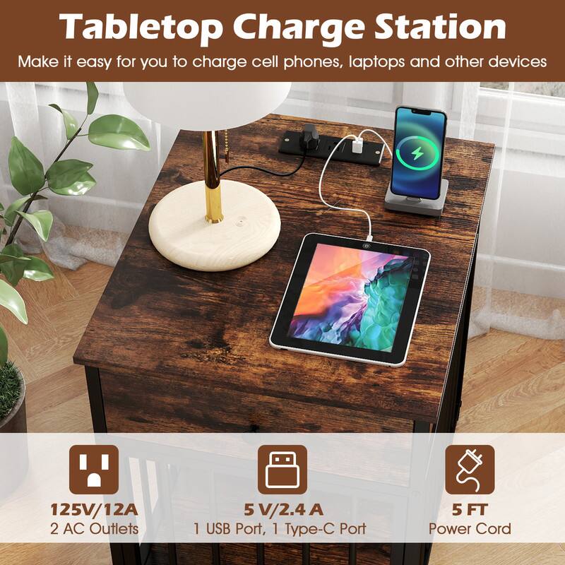 Tabletop Charge Station  
Make it easy for you to charge cell phones, laptops and other devices

125V/12A 2 AC Outlets  
5V/2.4A 1 USB Port, 1 Type-C Port  
5 FT Power Cord