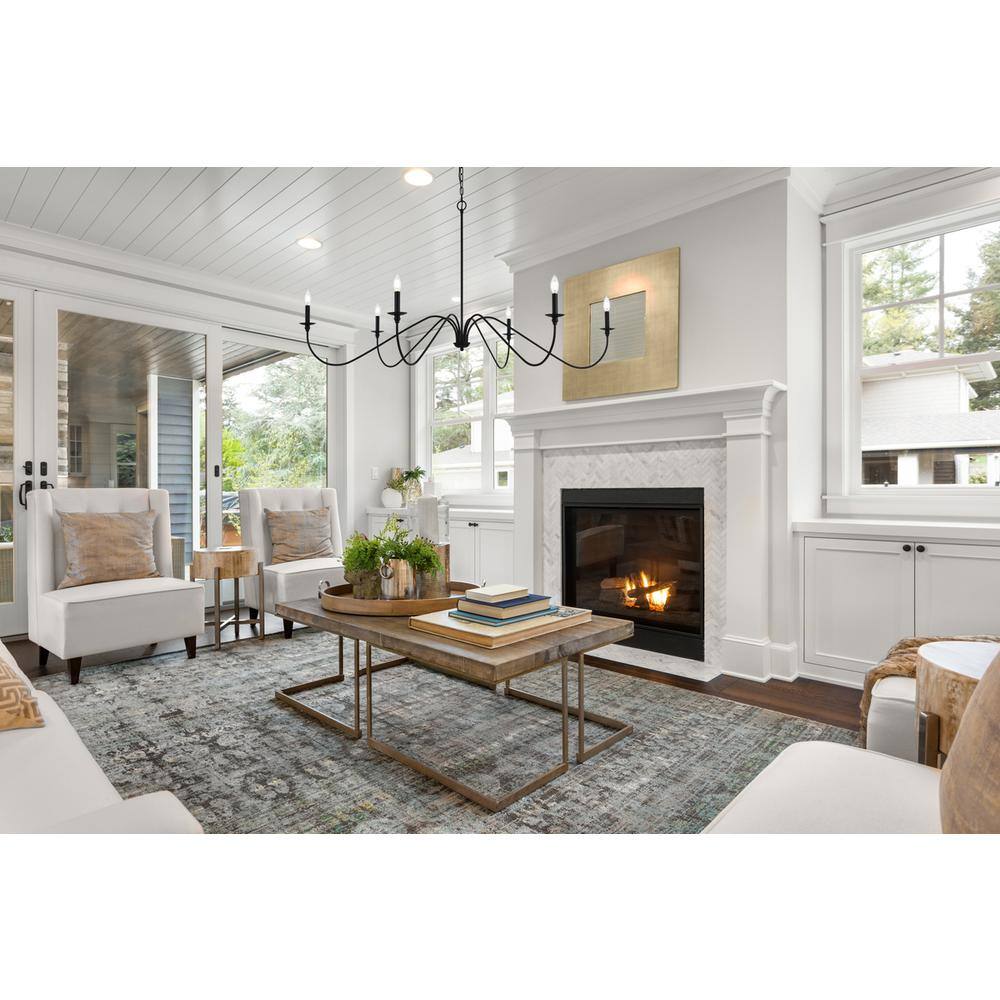 Angle. Living District - Rohan 60 inch chandelier in Matte Black - Matte Black.
