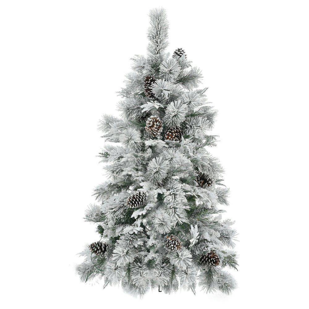 Alt View 2. Resenkos - 4ft Pre-Lit Snow Flocked Spruce Christmas Tree with 120 Multi-Color LEDs and 170 Branch Tips, White and Green - Green.