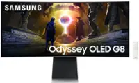 Samsung - Odyssey OLED G8 34" Curved Ultra-WQHD AMD FreeSync Prem Pro 175Hz 0.03ms Smart Glare Free Gaming Monitor - Silver - Front_Zoom