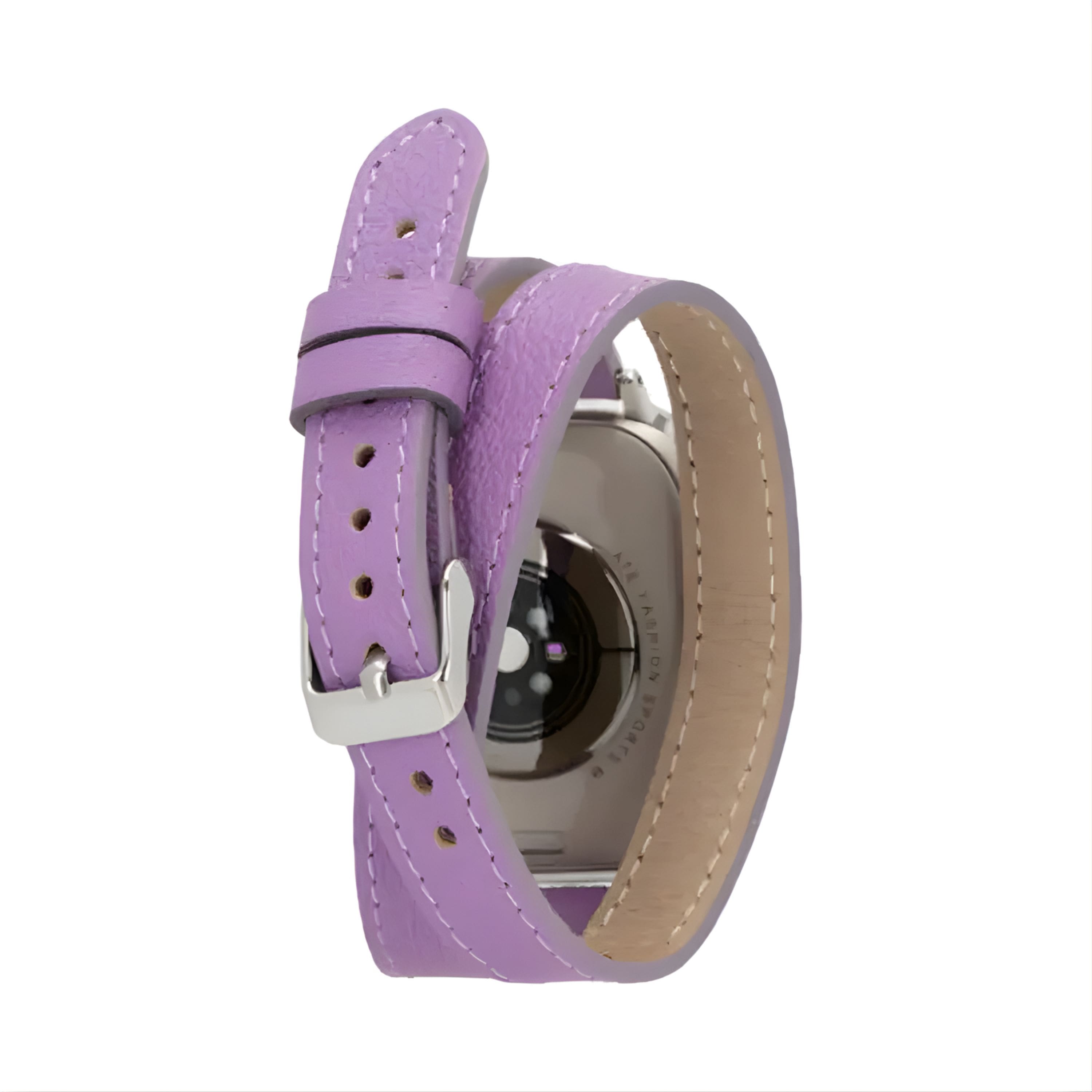 Kitcheniva - Premium Double Tour Leather Bands For Apple Watch Series 9 Ultra 2 And SE 41mm - Lilac