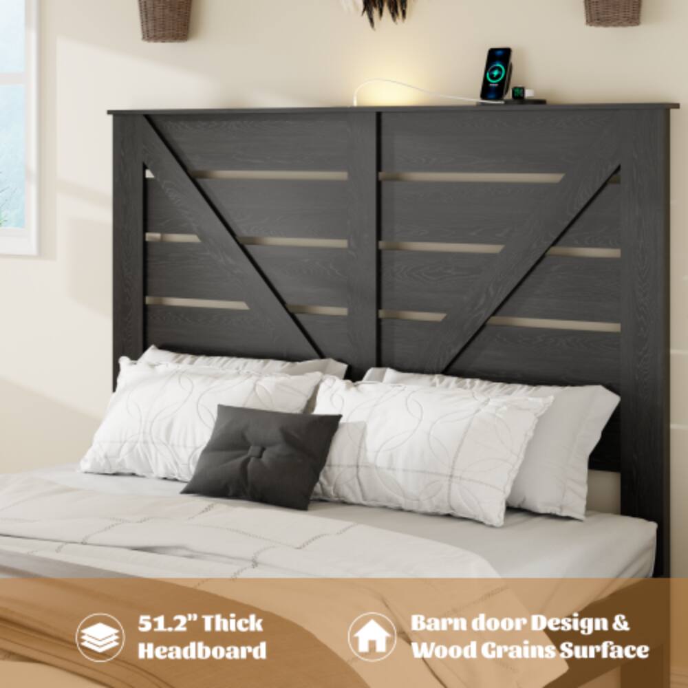 51.2" Thick Headboard  
Barn door Design & Wood Grains Surface