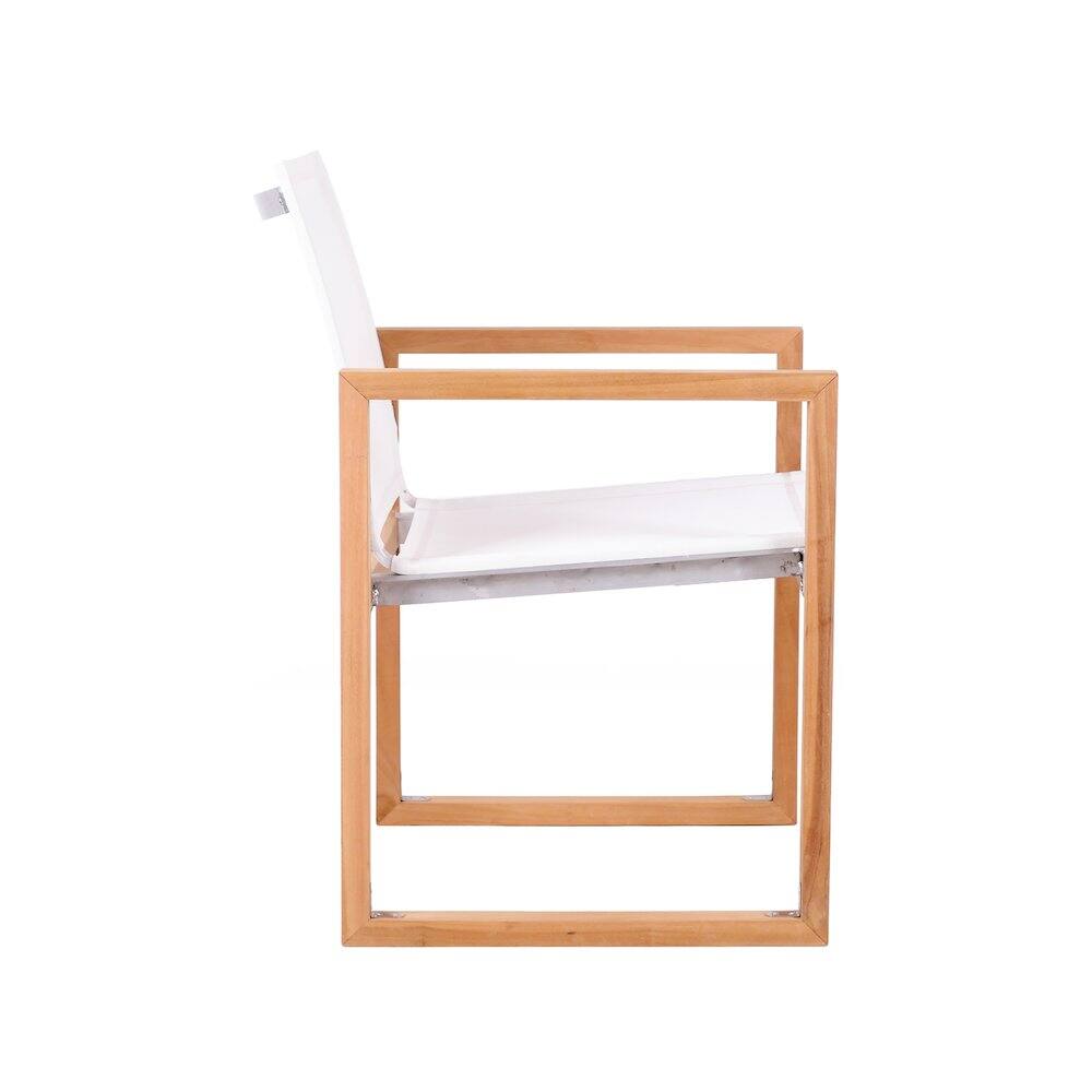 Back. Meridian Furniture - Tulum Off White Water Resistant Fabric Outdoor Patio Dining Arm Chair - Off White Water Resistant Fabric.