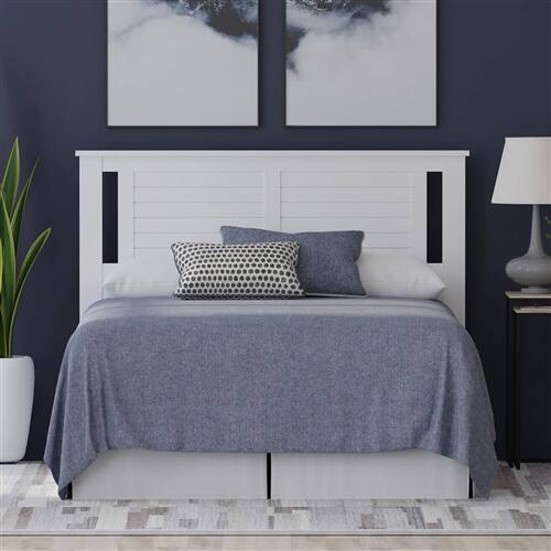 Angle. Hivvago - Full size Farmhouse Solid Wood Slatted Headboard in White Finish - White.