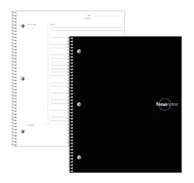 Front. TOPS - Tops FocusNotes 1-Subject Notebook, 9" x 11", Black (90223) - Blue.