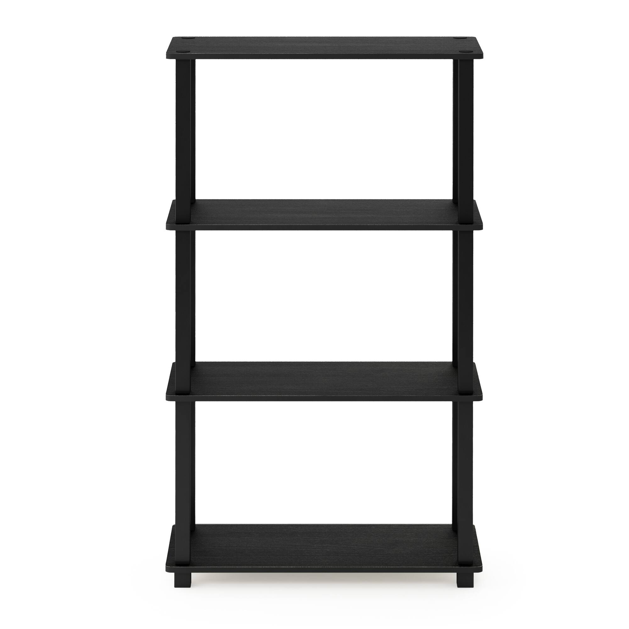 Alt View 2. Furinno - Turn-S-Tube 4-Tier Multipurpose Shelf Display Rack with Square Tube, Americano/Black - Americano/Black.