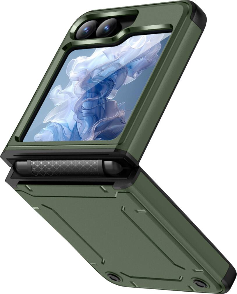 Alt View 5. Nakedcellphone - Rizz Case Combo for Samsung Galaxy Z Flip 6 / Z Flip 7 FE - Hybrid Cover and Belt Clip Holster Holder Combination - Olive.