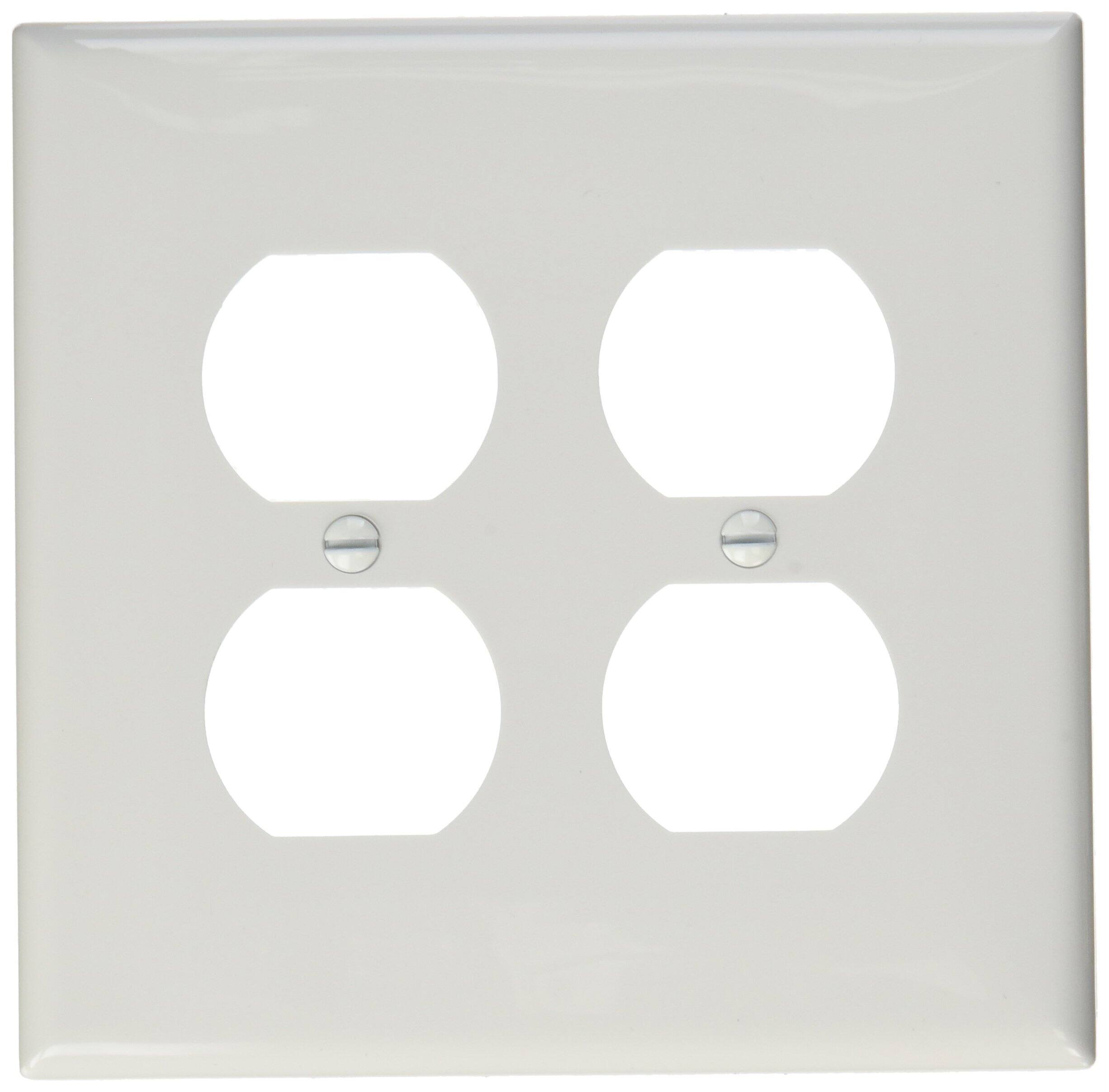 Front. Leviton - Leviton Midway White 2 gang Nylon Duplex Wall Plate 1 pk (Case of 25) - White.