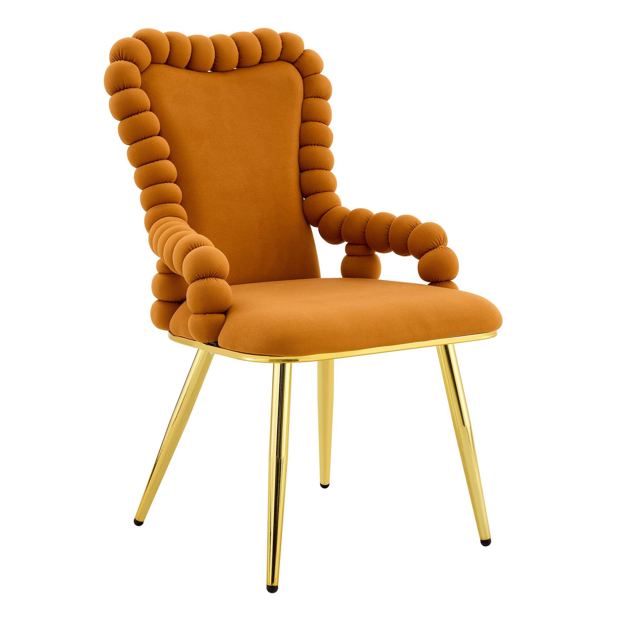 Alt View 8. Loheer - Loheer Velvet Dining Chairs Set of 2 Orange Bubble Back Accent Chairs for Dining Room Kitchen, Gold Legs, 1.8 ft - Gold,Orange.