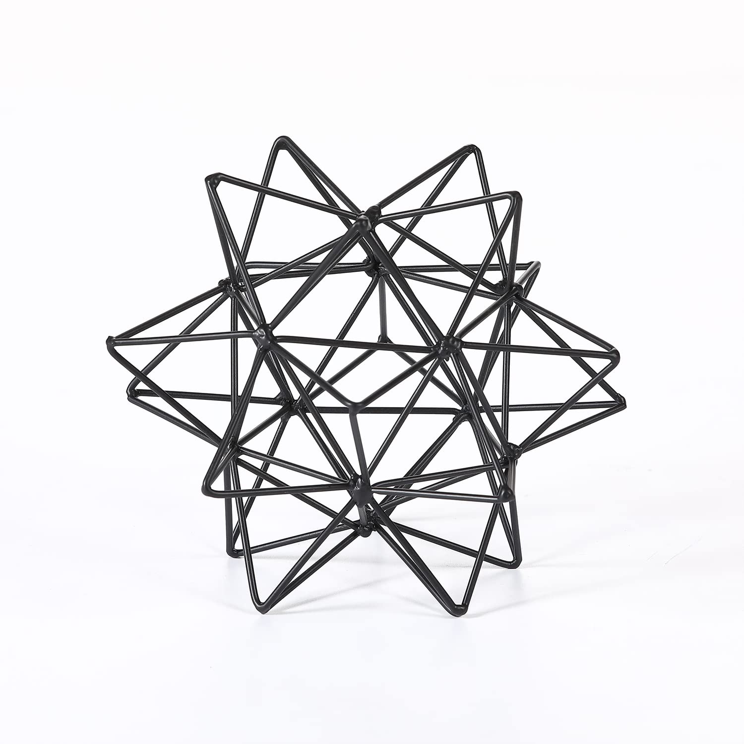 Alchemy Casas - Metal Table Top Decor 3d Geometric Sculpture Abstract For Home Decorations Decorative Sphere Art Living - Black